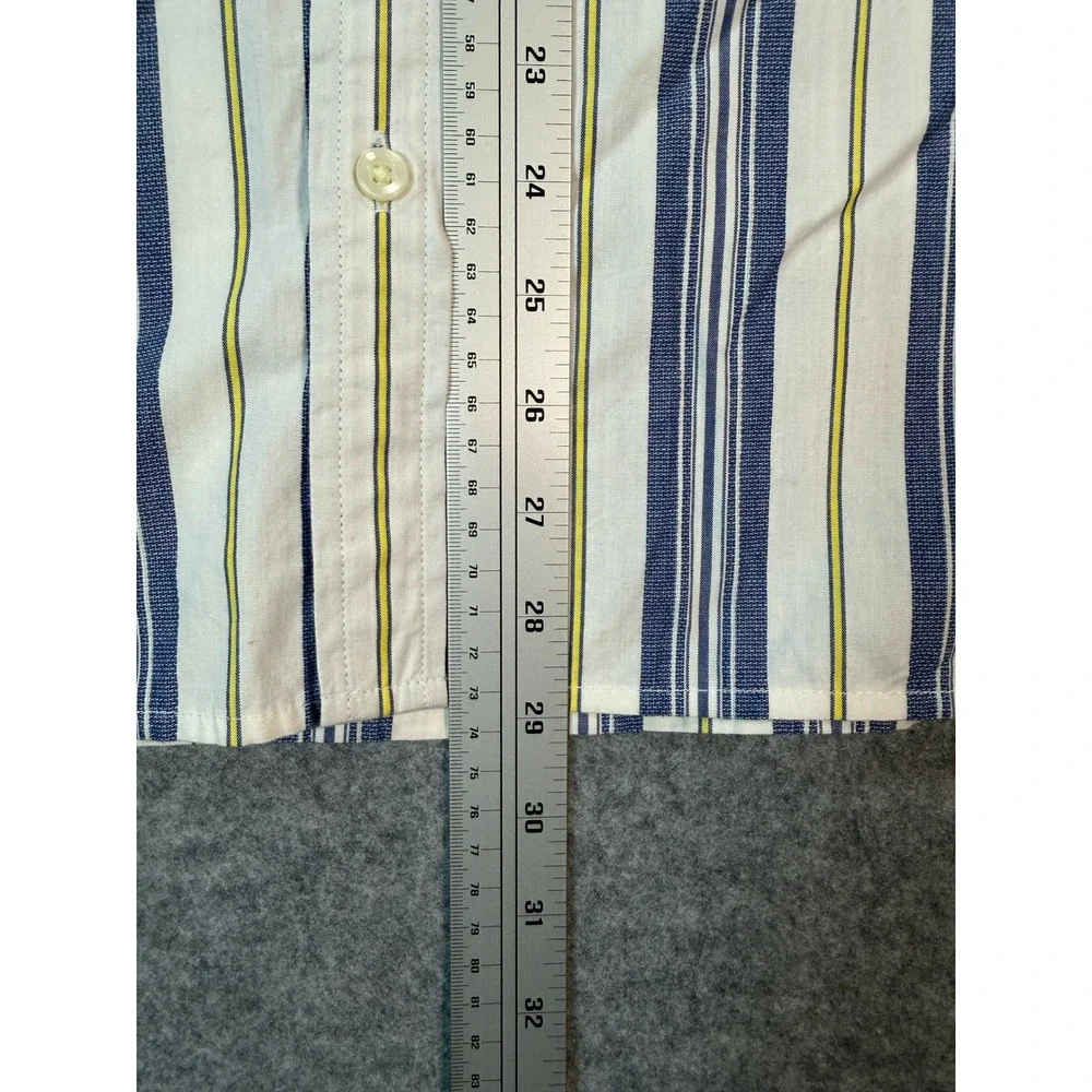 Goodfellow & Co Mens Small Short Sleeve Button Down Shirt Blue Yellow Striped